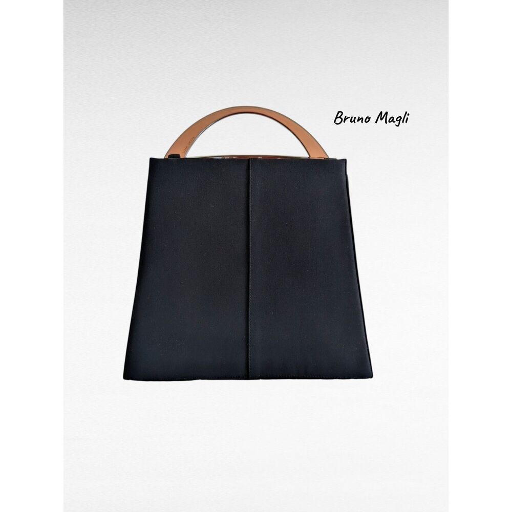 Bruno Magli Handbag Lucite Handle Made in Italy Minimalist Vintage Purse